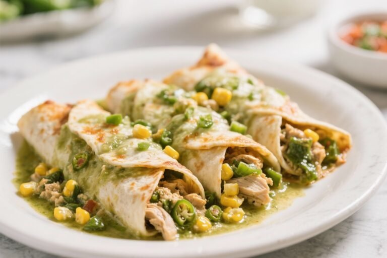 Green Chile Chicken and Corn Enchiladas – Cozy, Zesty, and Weeknight-Friendly