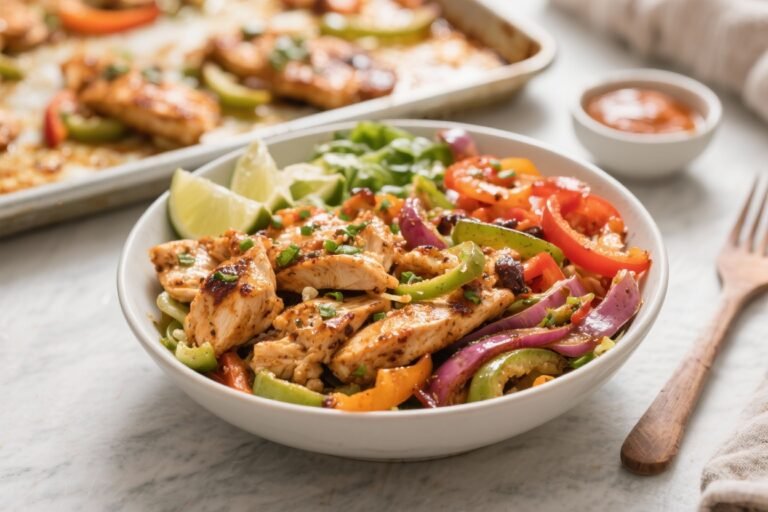 Sheet Pan Chicken Fajita Bowls – A Fast, Flavor-Packed Weeknight Dinner