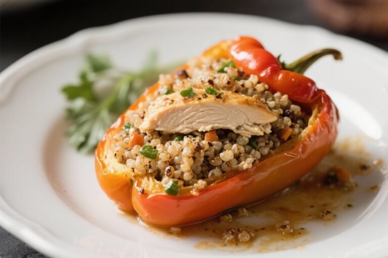 Chicken & Quinoa Stuffed Peppers – Simple, Hearty, and Weeknight-Friendly