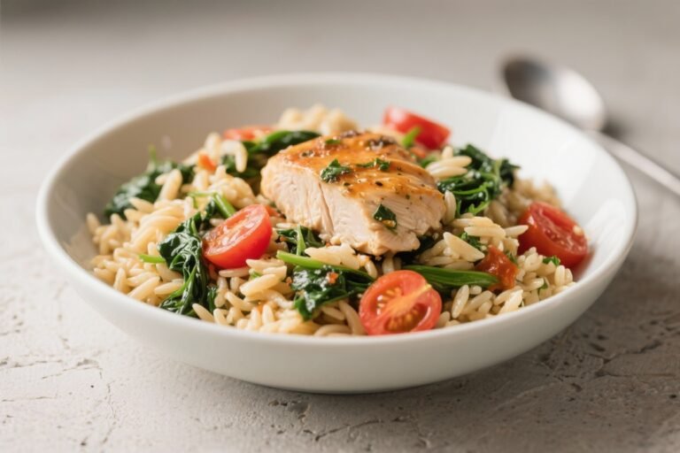 Tomato Spinach Chicken Orzo – A Bright, One-Pan Weeknight Dinner