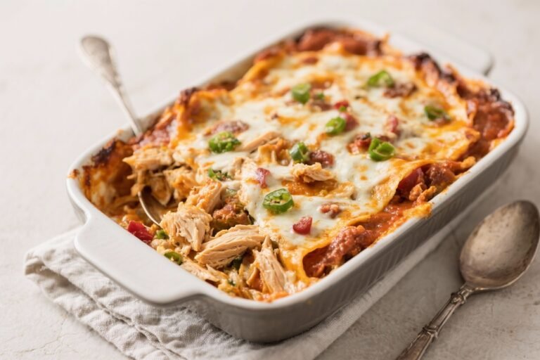 Low-Carb Chicken Enchilada Casserole – Comforting, Flavor-Packed, and Weeknight-Friendly