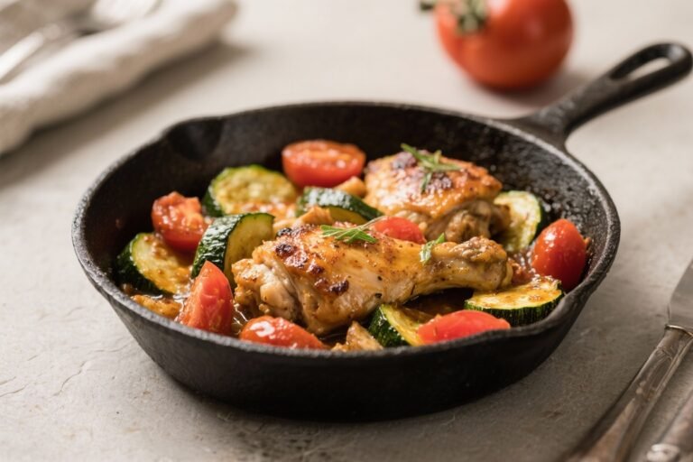 Zucchini Tomato Chicken Thigh Skillet – Quick, Flavorful, and Weeknight-Friendly
