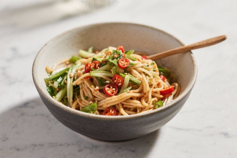 Healthy Low Calorie Spicy Asian Noodle Bowl – Flavorful, Light, and Satisfying