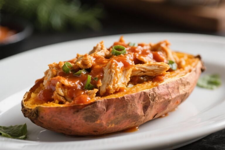 Buffalo Chicken Stuffed Sweet Potatoes – Spicy, Savory, and Satisfying