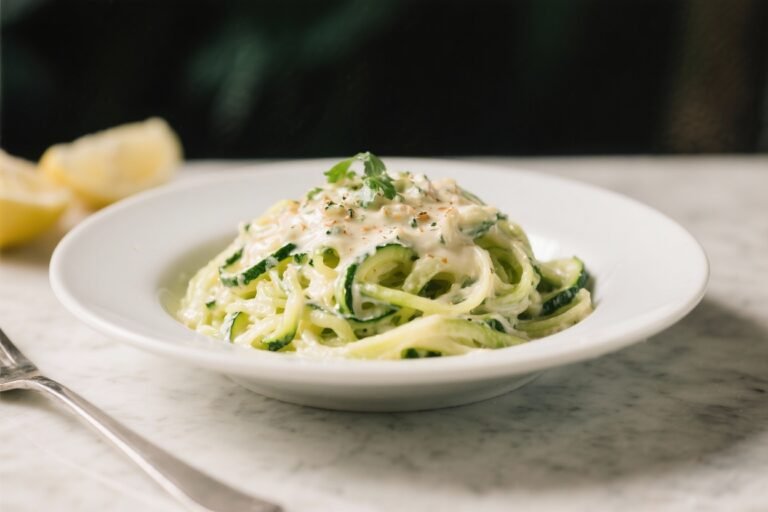 Healthy Low Calorie Zucchini Noodle Alfredo – Creamy, Light, and Satisfying
