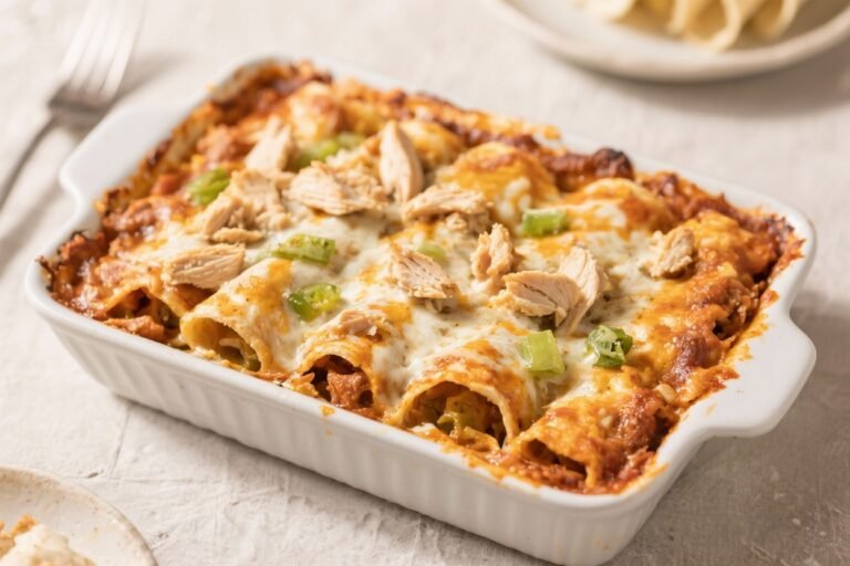 High-Protein Chicken Enchilada Bake (Lightened Up!) – Easy, Flavor-Packed, and Weeknight-Friendly