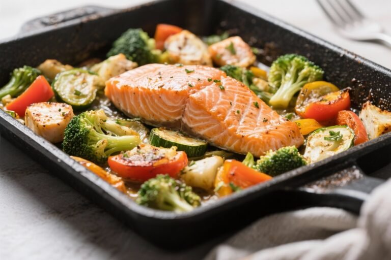 One-Pan Healthy Low Calorie Salmon & Veggies – Simple, Fresh, and Satisfying