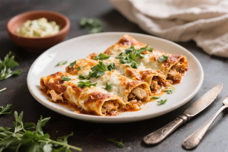 Oven-Baked Chicken Enchiladas with Fresh Herbs – Comforting, Bright, and Easy