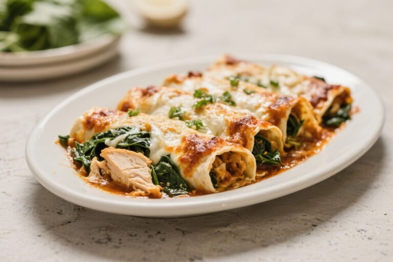 Baked Chicken Enchiladas With Spinach – Comforting, Cheesy, and Weeknight-Friendly