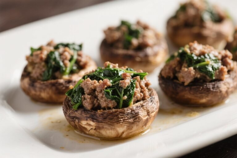 Ground Beef & Spinach Stuffed Mushrooms – Savory, Comforting, and Easy