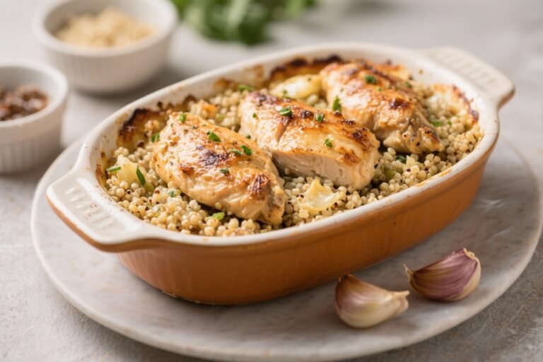 Roasted Garlic Chicken and Quinoa Bake – Comforting, Flavorful, and Easy