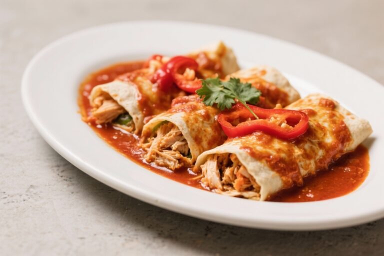 Chicken Enchiladas With Roasted Red Pepper Sauce – Bright, Comforting, and Weeknight-Friendly