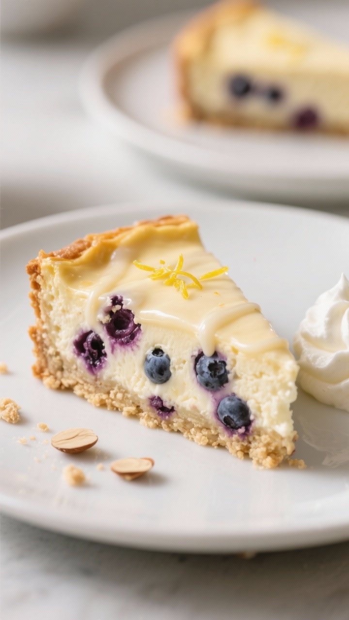 Close-up slice of the baked breakfast square plated on a matte white dessert plate, showing the crea