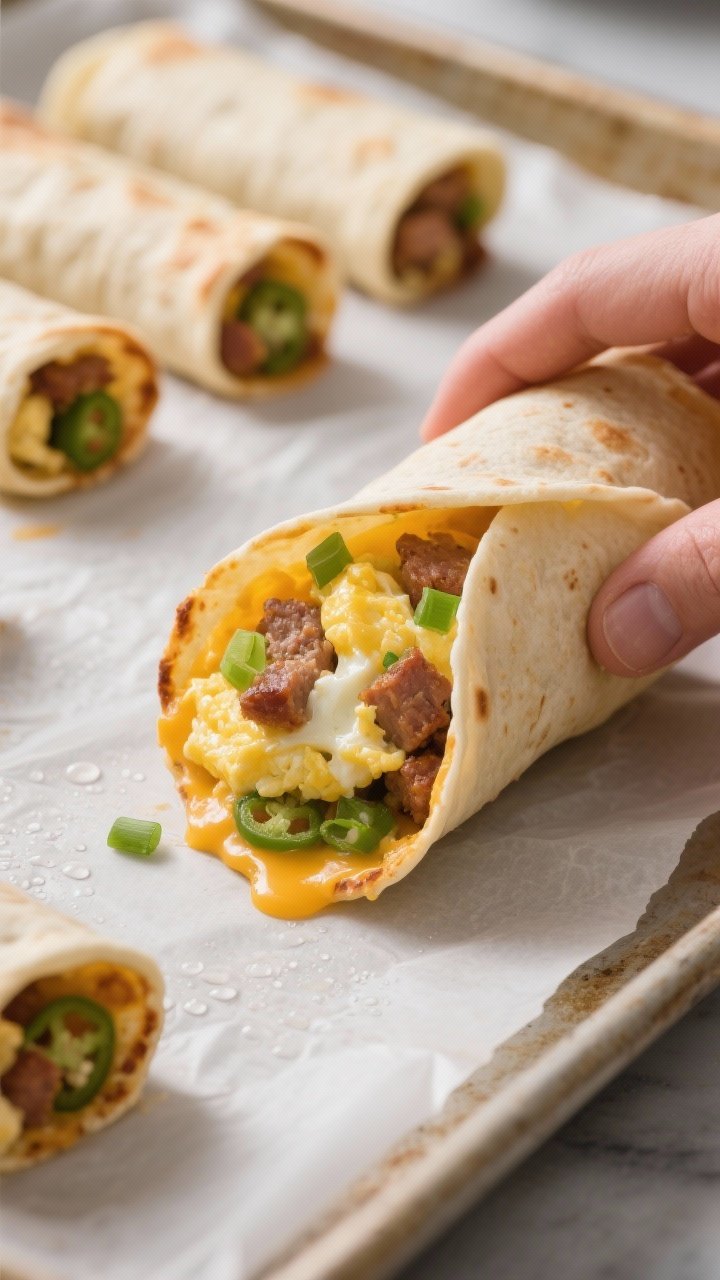 Cooking process close-up: Freshly baked cheese “shells” being rolled into taquitos while still p