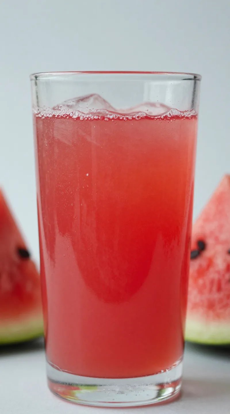 closeup watermelon hydration glow drink in clear glass