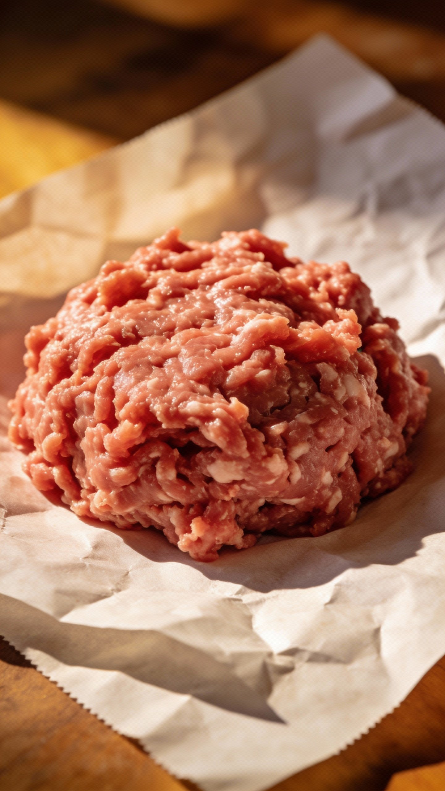 raw 85% lean ground turkey mound on butcher paper