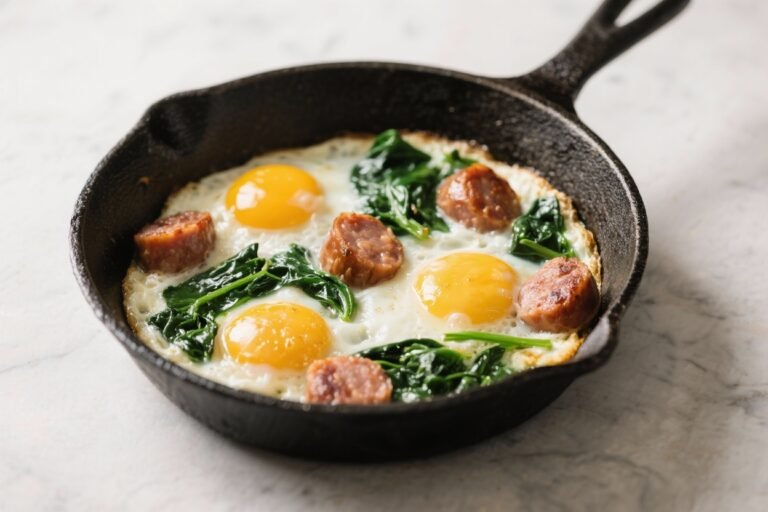 Keto Sausage & Spinach Egg Skillet – A Fast, Satisfying Low-Carb Breakfast