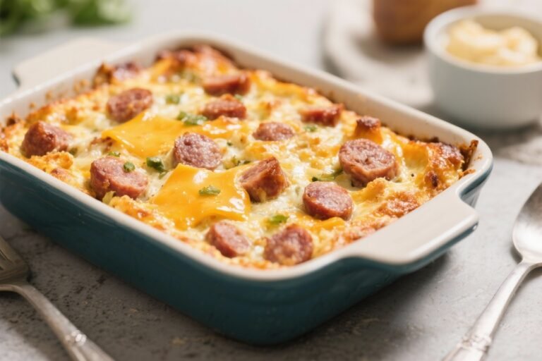 Keto Sausage & Cheese Breakfast Casserole – Simple, Hearty, and Low-Carb