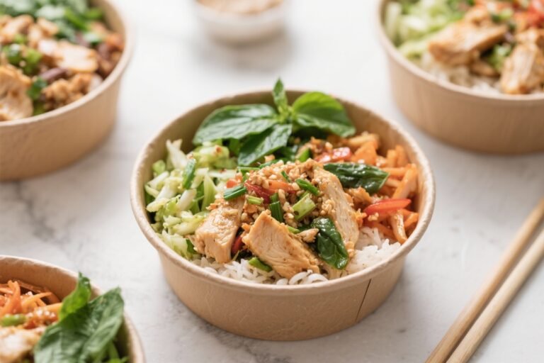 Low Calorie Meal Prep Thai Basil Chicken Bowls – Simple, Fresh, and Satisfying