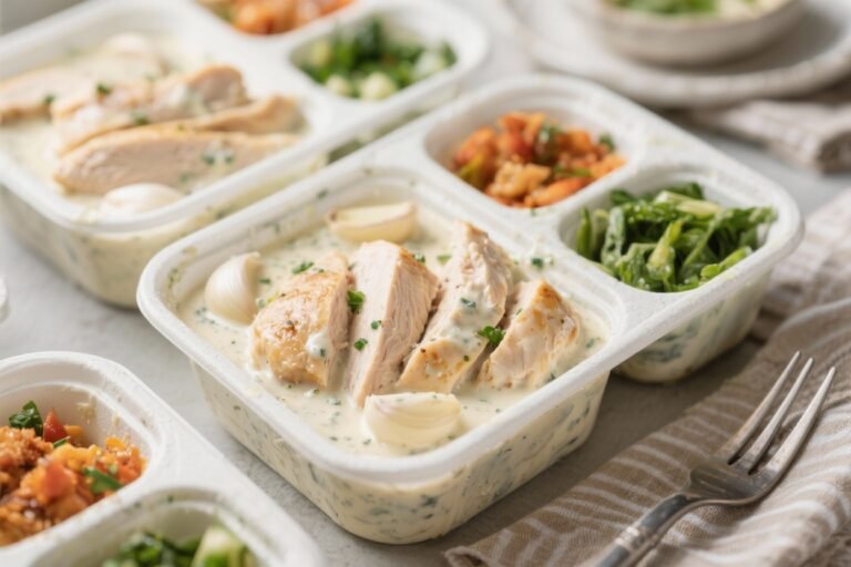 Low Calorie Meal Prep Creamy Garlic Chicken (Light Version) – Easy, Flavorful, and Make-Ahead Friendly