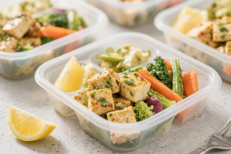Low Calorie Meal Prep Lemon Herb Tofu and Veggies – Bright, Fresh, and Easy