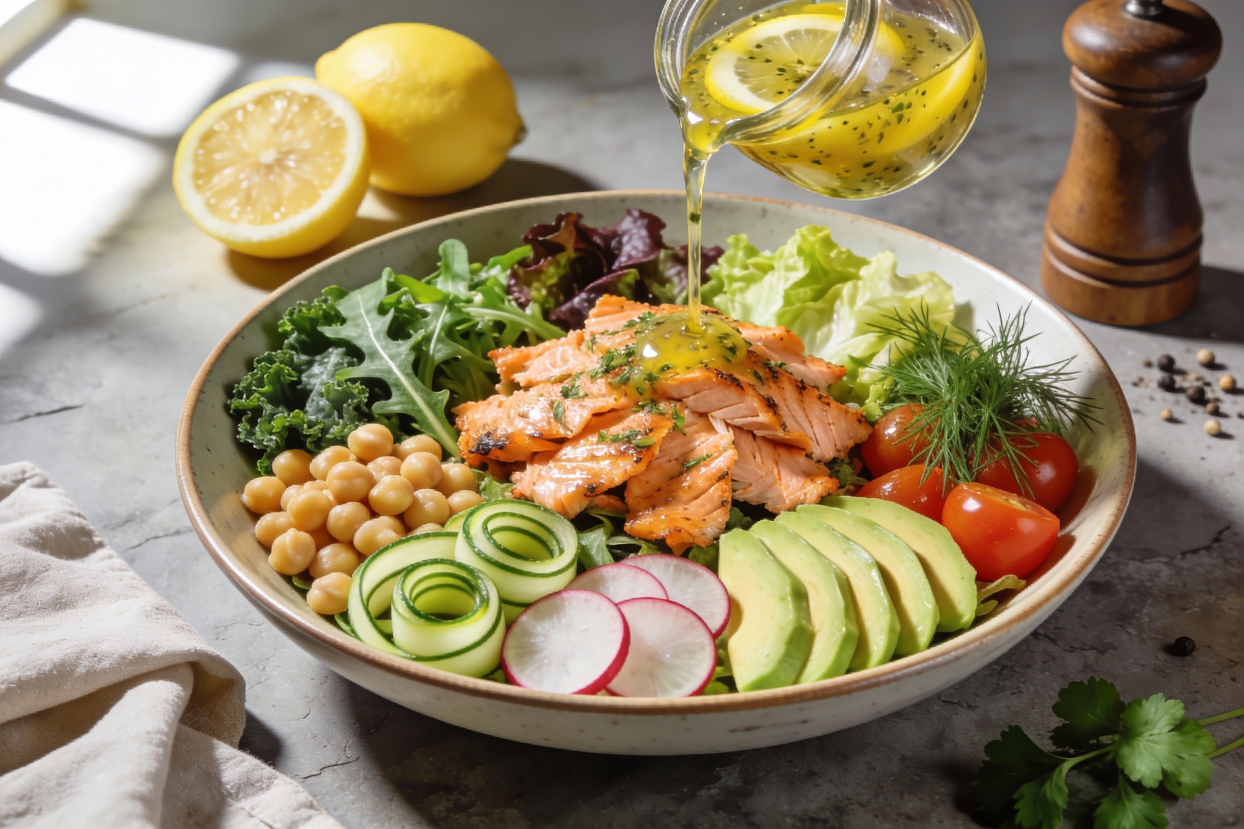 Lemon Herb Salmon Protein Salad That Actually Satisfies