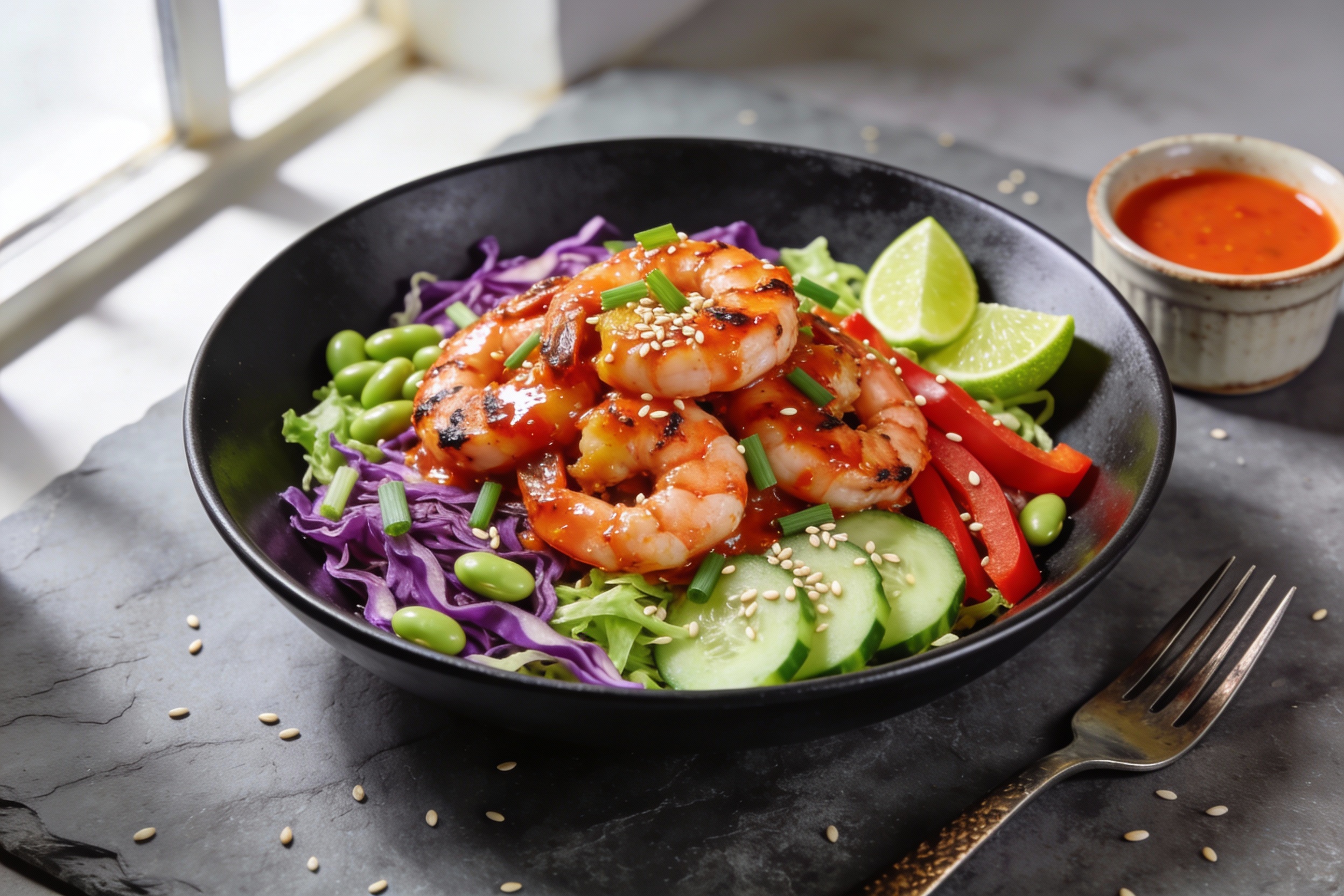 Spicy Sriracha Shrimp Protein Salad That Actually Slaps