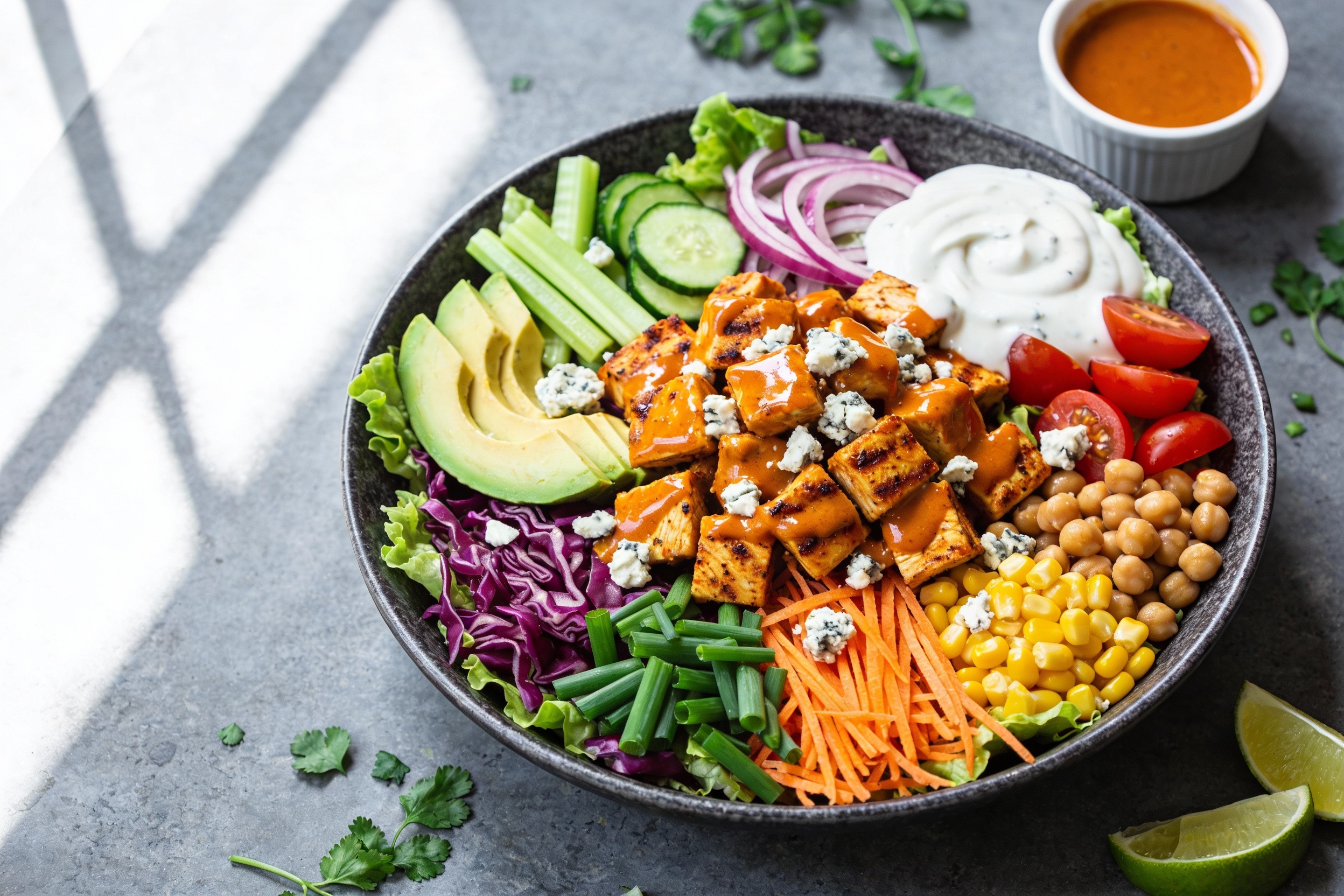Protein-Loaded Buffalo Ranch Salad That Actually Slaps