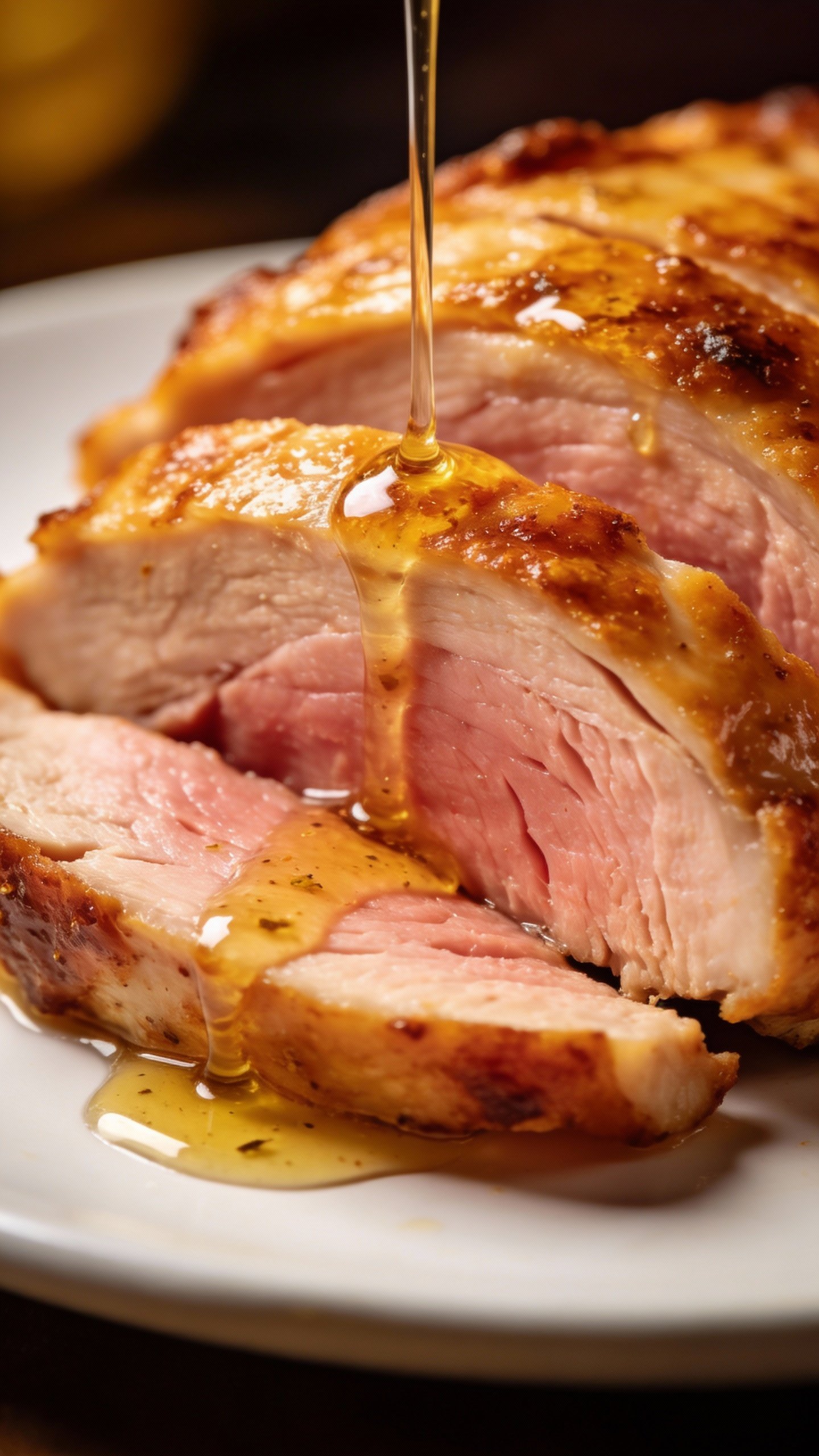 sliced roasted turkey breast with zesty vinaigrette drizzle