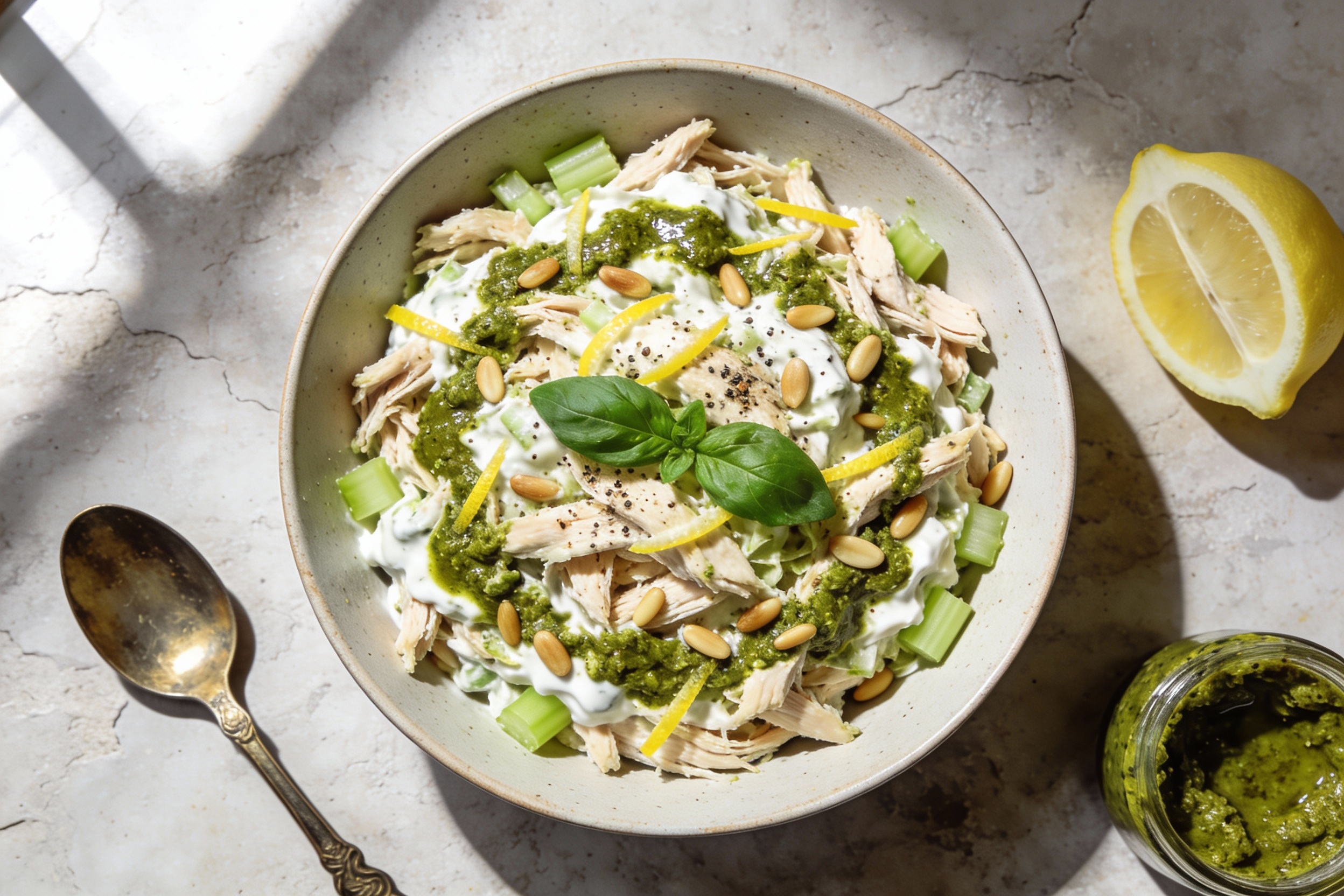 High-Protein Creamy Pesto Chicken Salad You’Ll Crave