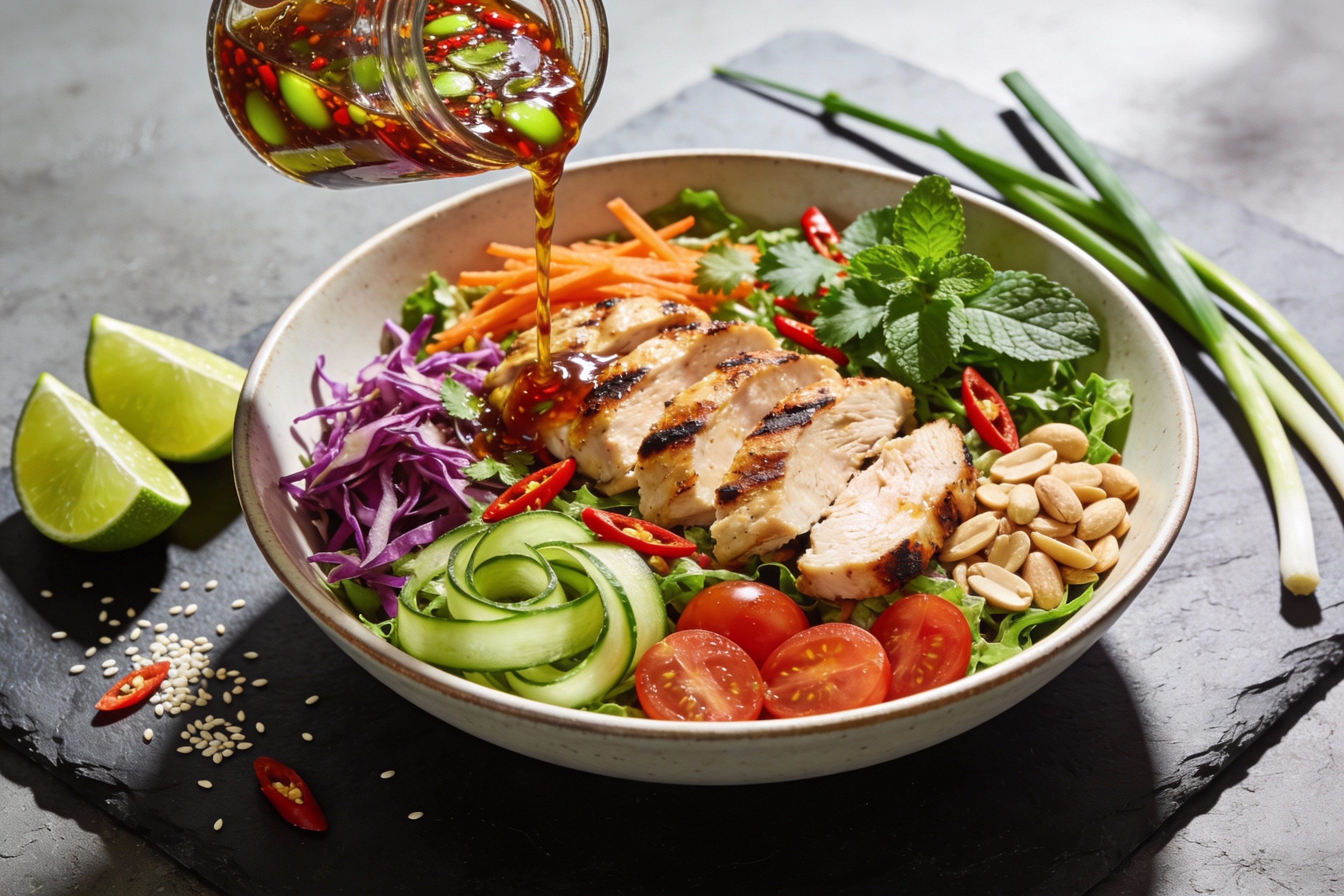 High-Protein Spicy Thai Chicken Salad That Slaps