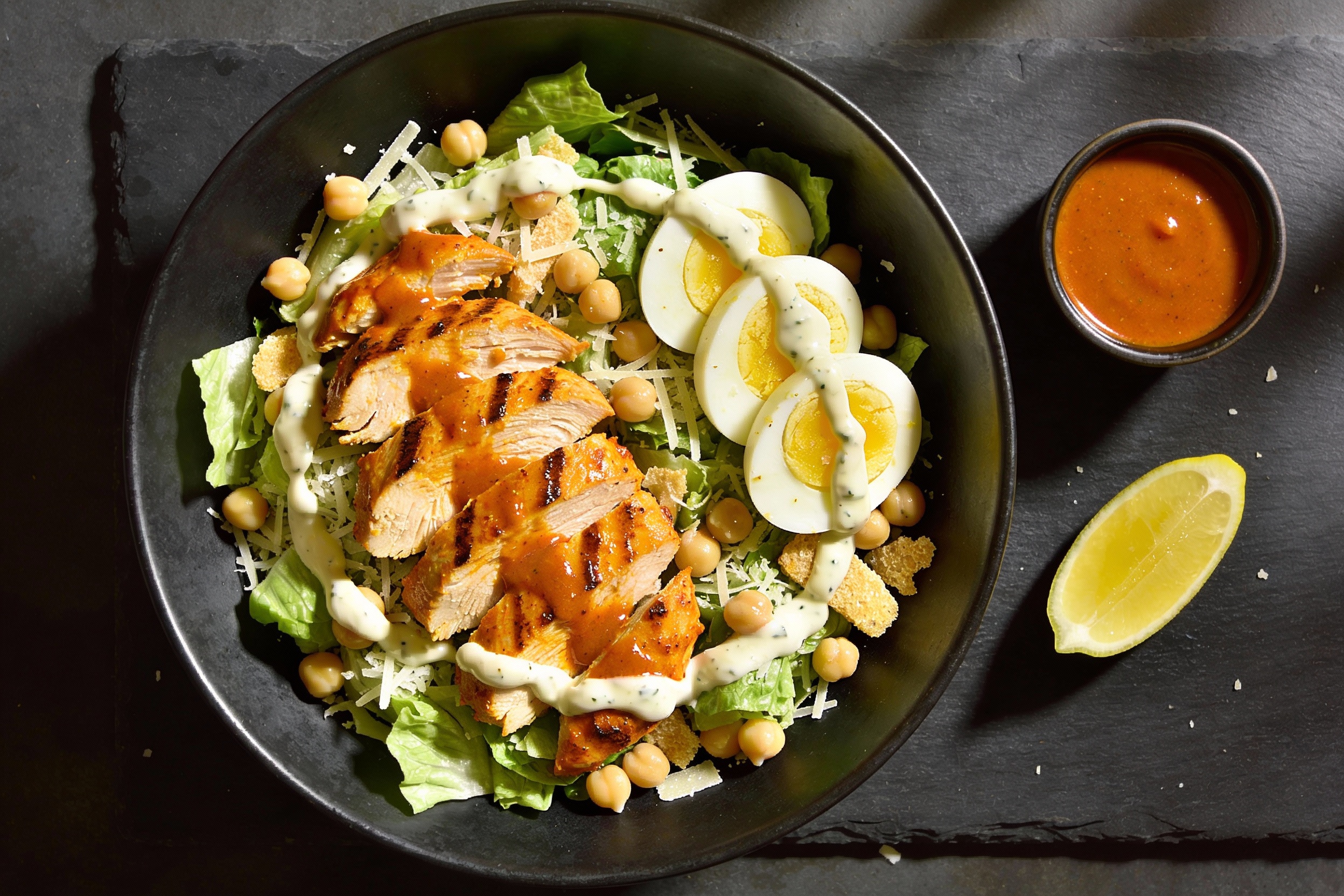 High-Protein Buffalo Chicken Caesar Salad That Slaps