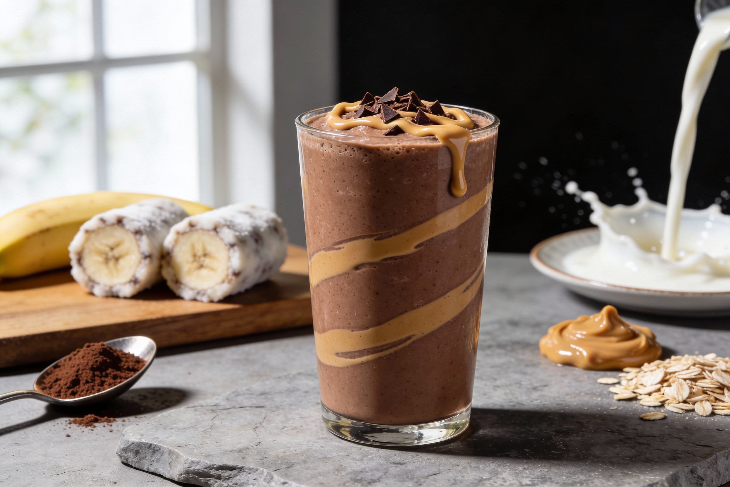 Chocolate Peanut Butter Breakfast Smoothie That Slaps