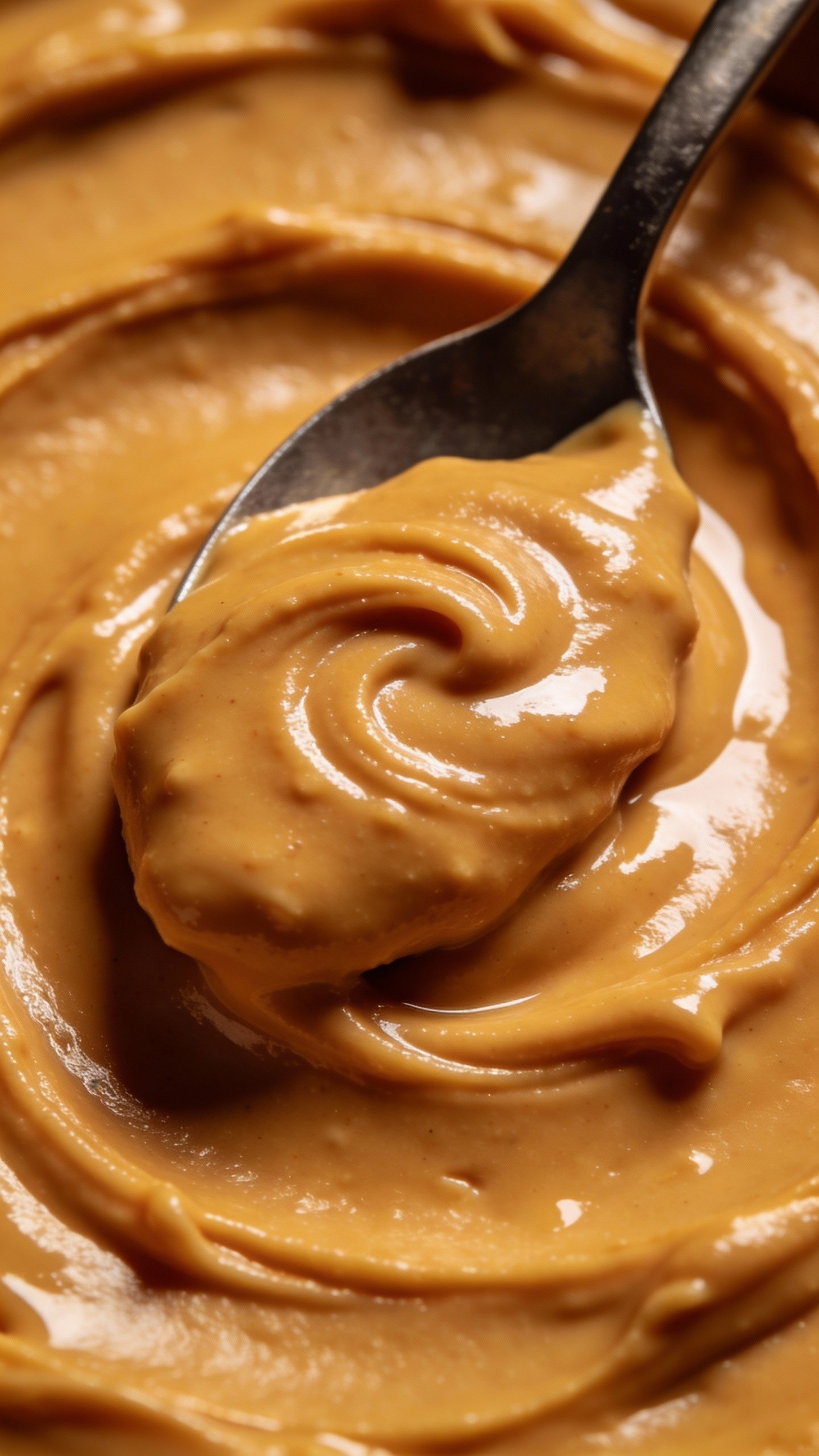 spoonful of creamy peanut butter, glossy swirl, studio lighting