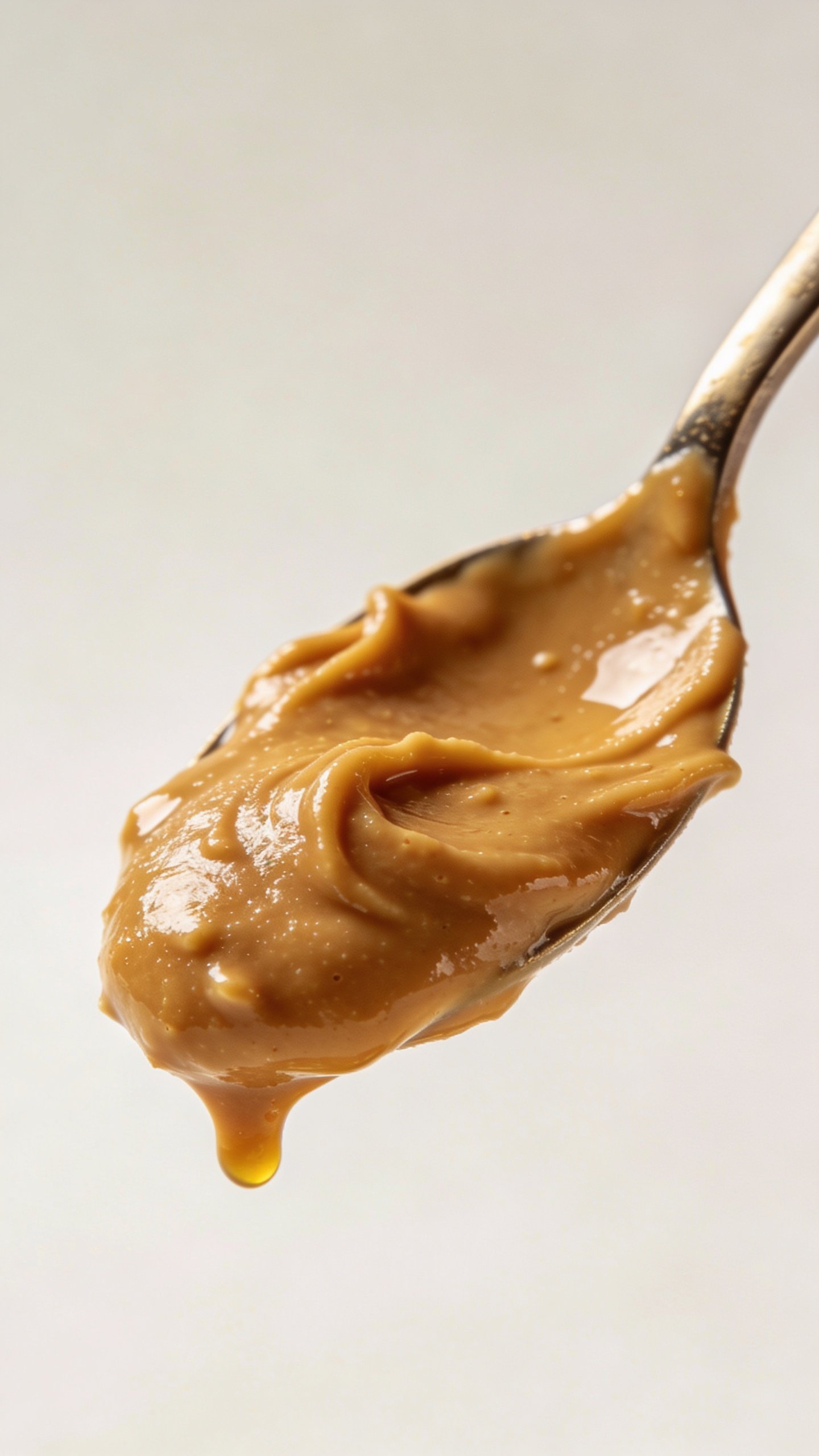 spoonful of creamy peanut butter, studio-lit macro