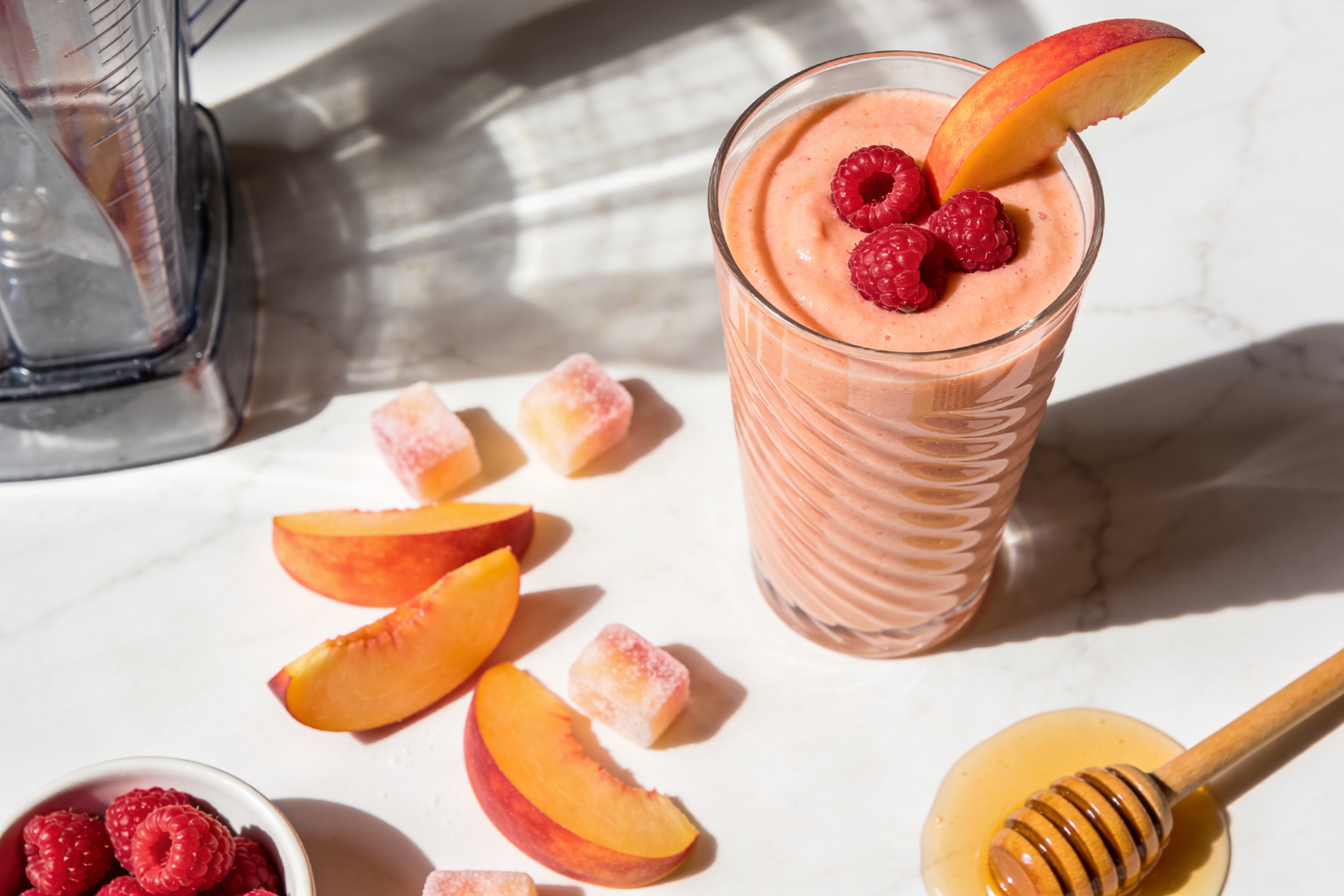 Peach Raspberry Breakfast Smoothie That Slaps