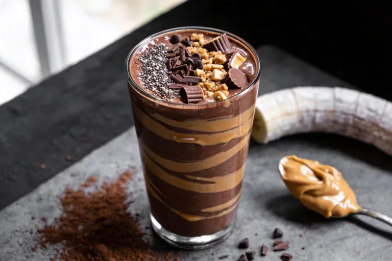 Chocolate Peanut Butter Cup Breakfast Smoothie Bliss