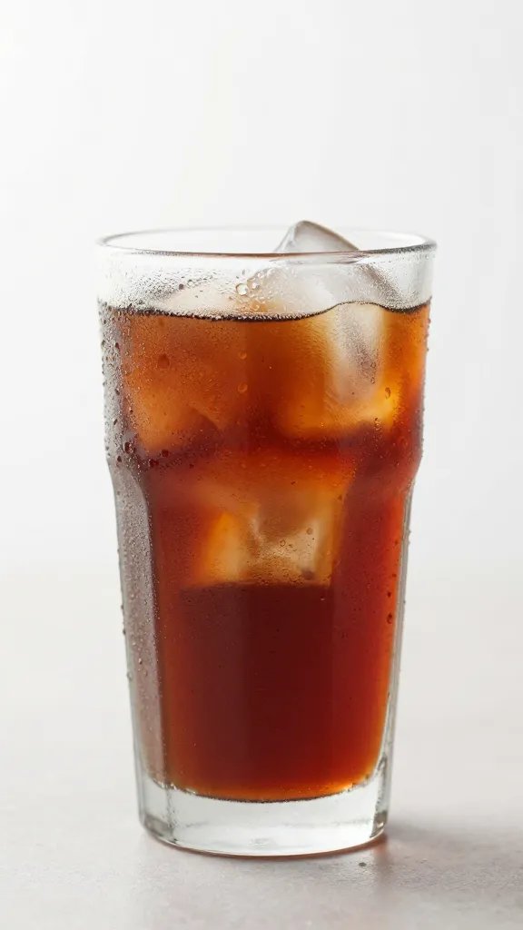 cold brew coffee in frosted glass with condensation droplets
