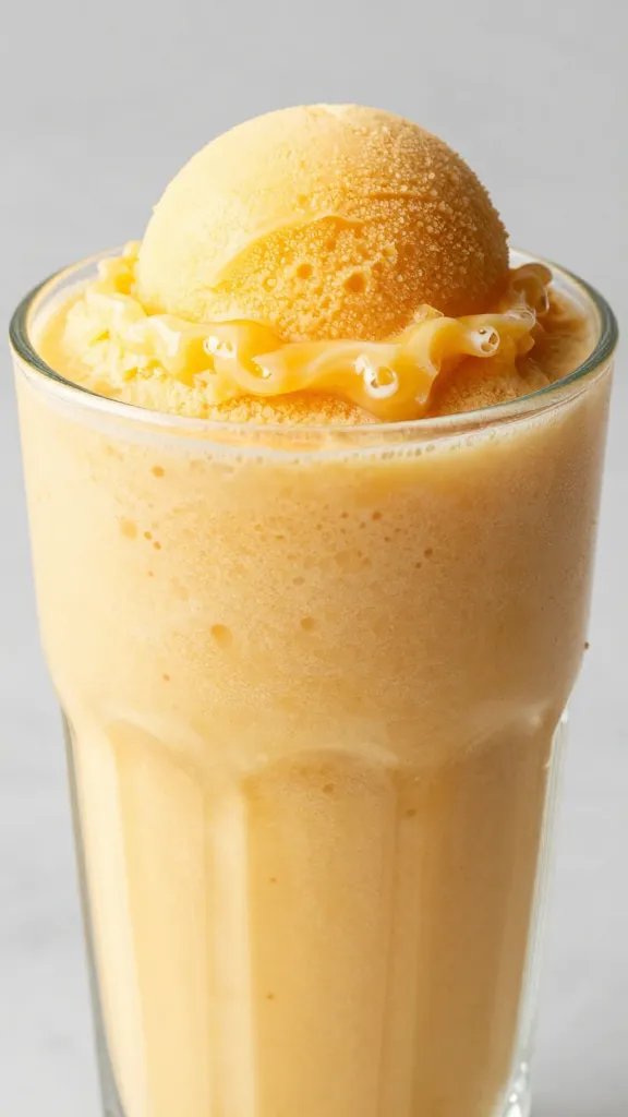 closeup of orange creamsicle keto smoothie in clear glass