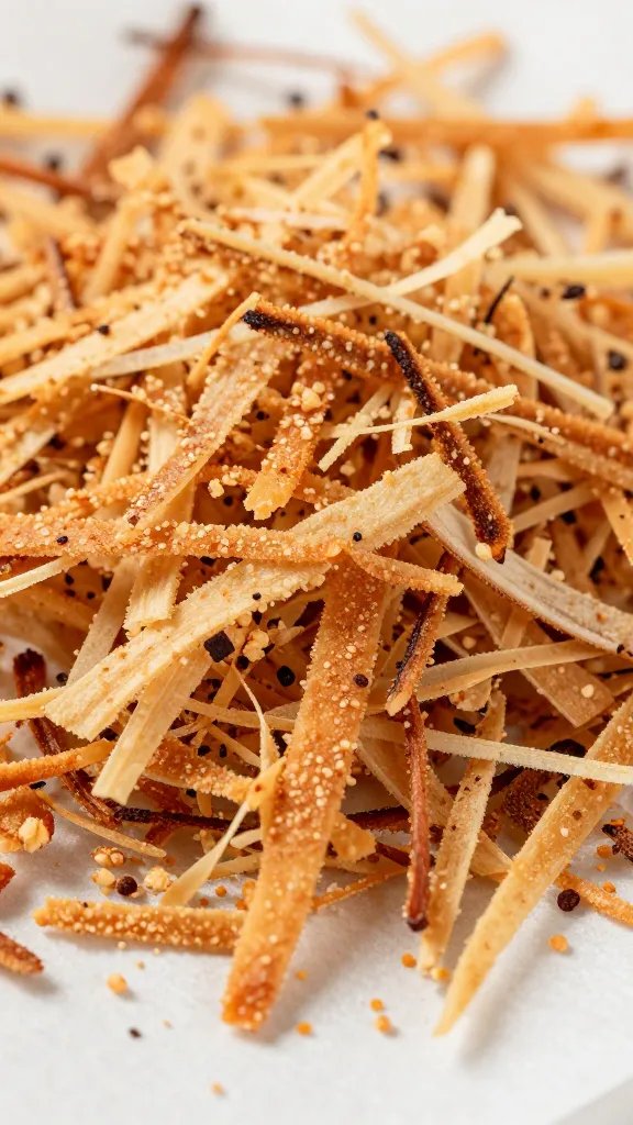 macro shot of toasted unsweetened shredded coconut on parchment