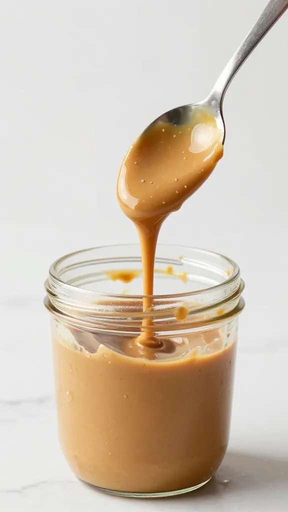 spoonful of almond butter dripping into blender jar