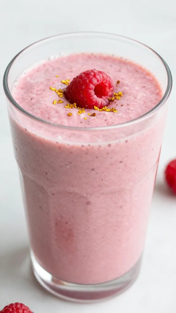 closeup raspberry lemon zest keto smoothie in clear glass