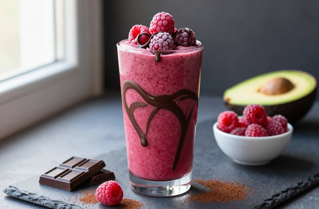 Raspberry Chocolate Swirl Keto Smoothie Dessert Bliss