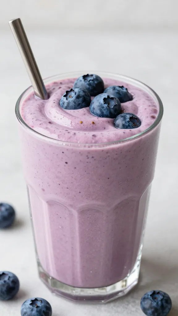 spoonful of blueberry coconut swirl smoothie, creamy texture