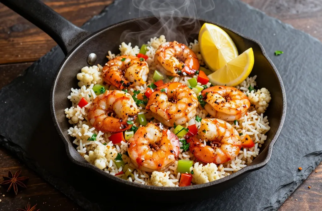 Cajun Keto Shrimp & Cauliflower Rice Done in 20 Minutes