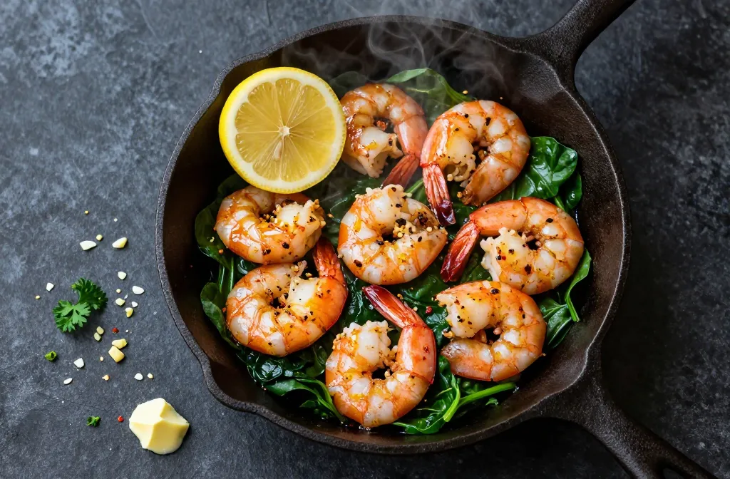 Keto Garlic Butter Shrimp & Spinach