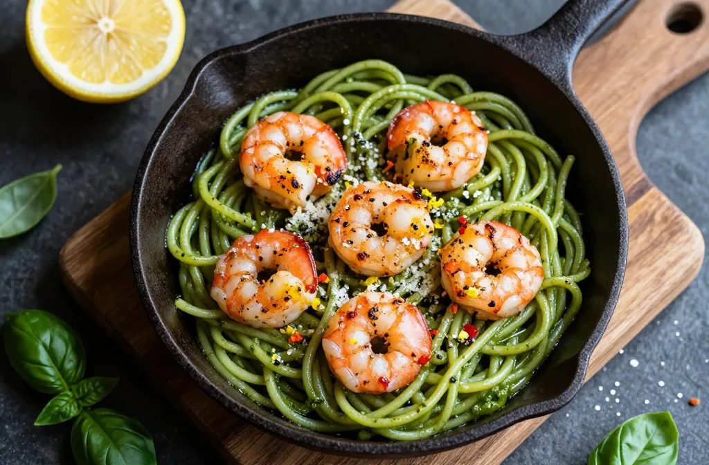 Keto Shrimp with Pesto Zoodles Weeknight Mic Drop