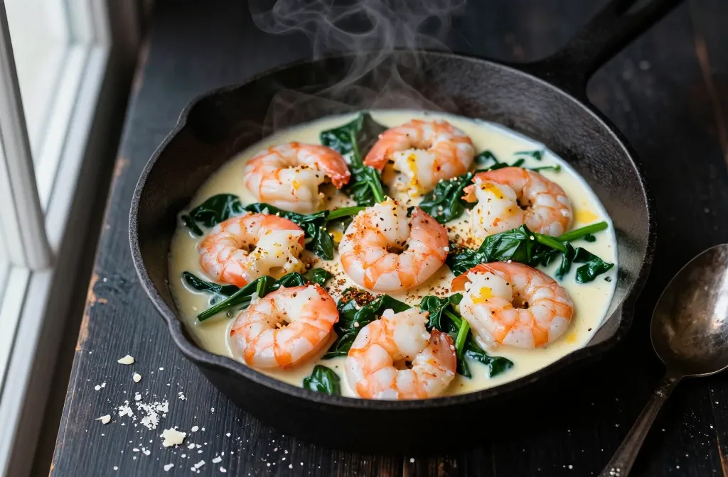 Creamy Keto Shrimp & Spinach Skillet Weeknight Magic