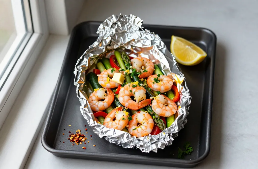 Keto Lemon Garlic Shrimp Foil Packets in 15 Minutes