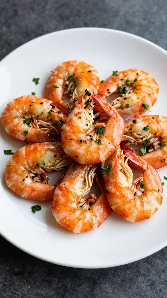 single plate of keto Cajun shrimp with parsley garnish